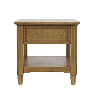 Brentwood Modern Transitional 24\" Square End Table With Drawer And Storage Shelf