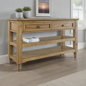 Brentwood Modern Transitional 50\" Sofa Console Table With Drawers And Storage Shelves
