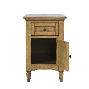 Brentwood Modern Transitional USB Charging End Table With Storage Cabinet