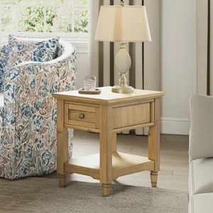 Brentwood Modern Transitional Chairside End Table With Drawer And Storage Shelf