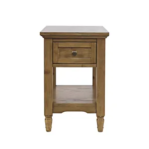 Brentwood Modern Transitional Chairside End Table With Drawer And Storage Shelf