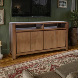 Brownstone 60\" Modern Transitional Media Console TV Stand With Four-Door Cabinet Storage