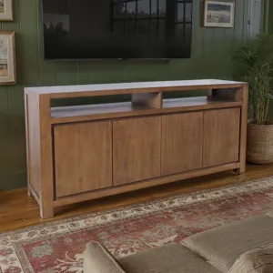Brownstone 70\" Modern Transitional Media Console TV Stand With Four-Door Cabinet Storage