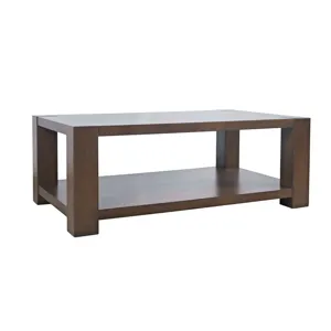 Brownstone 50\" Transitional Modern Block-Frame Coffee Table With Storage And Wheels