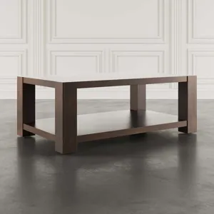 Brownstone 50\" Transitional Modern Block-Frame Coffee Table With Storage And Wheels
