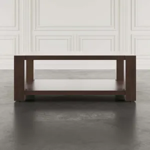 Brownstone 50\" Transitional Modern Block-Frame Coffee Table With Storage And Wheels