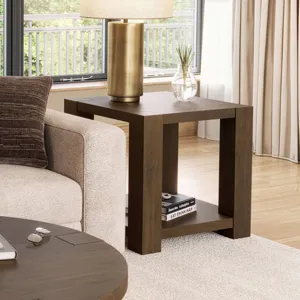 Brownstone 24\" Transitional Modern Block-Frame Square End Table With Storage