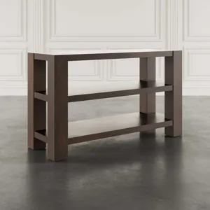 Brownstone 50\" Transitional Modern Block-Frame Sofa Console Table With Shelves
