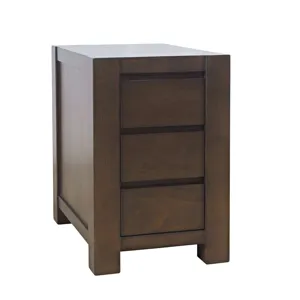 Brownstone Transitional Modern Block-Frame Chairside End Table With Storage Drawers
