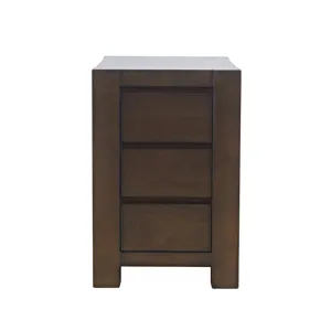 Brownstone Transitional Modern Block-Frame Chairside End Table With Storage Drawers