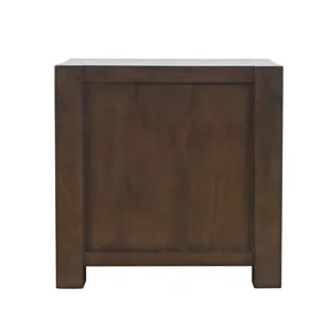Brownstone Transitional Modern Block-Frame Chairside End Table With Storage Drawers