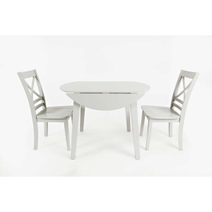 Simplicity 3-Piece Solid Wood Drop-Leaf Extension Dining Set With X-Back Chairs