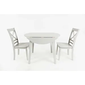 Simplicity 3-Piece Solid Wood Drop-Leaf Extension Dining Set With X-Back Chairs