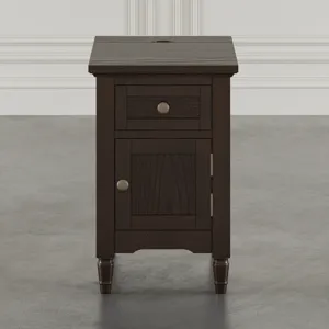 Brentwood Modern Transitional USB Charging End Table With Storage Cabinet