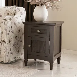 Brentwood Modern Transitional USB Charging End Table With Storage Cabinet