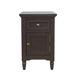Brentwood Modern Transitional USB Charging End Table With Storage Cabinet