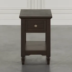 Brentwood Modern Transitional Chairside End Table With Drawer And Storage Shelf