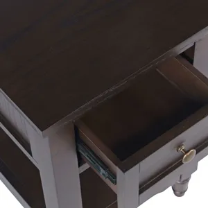 Brentwood Modern Transitional Chairside End Table With Drawer And Storage Shelf