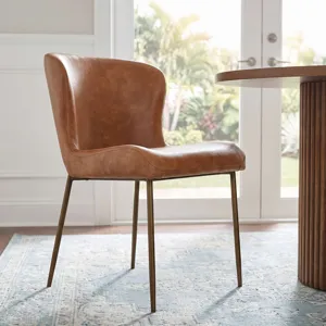 Easley Upholstered Curved-Back Modern Dining Chairs With Metal Legs Set Of 2