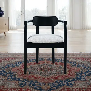 Linden Mid-Century Modern Upholstered Dining Chair With Sculpted Back And Arms Set Of 2
