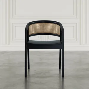 Lucas Modern Scandinavian Cane-Back Dining Armchair