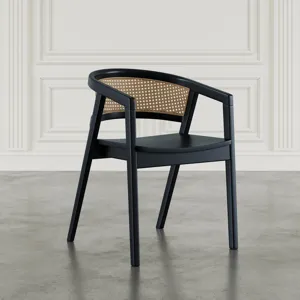 Lucas Modern Scandinavian Cane-Back Dining Armchair