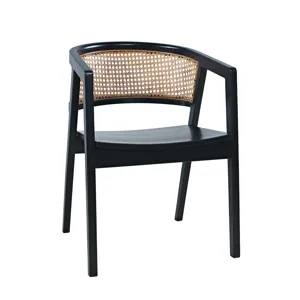 Lucas Modern Scandinavian Cane-Back Dining Armchair