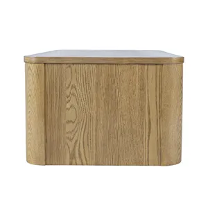 Janzen Contemporary Modern 50\" Rolling Coffee Table With Open Storage Shelf