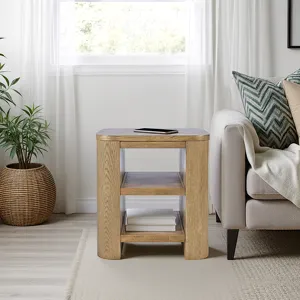 Janzen Contemporary Modern End Table With Open Storage And Rounded Corners