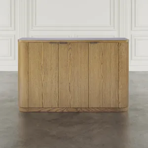 Janzen 50\" Minimalist Modern Curved Storage Console TV Cabinet With Adjustable Shelves