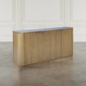 Janzen 68\" Minimalist Modern Curved Storage Console TV Cabinet With Adjustable Shelves