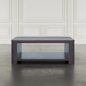 Janzen Contemporary Modern 50\" Rolling Coffee Table With Open Storage Shelf