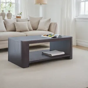 Janzen Contemporary Modern 50\" Rolling Coffee Table With Open Storage Shelf