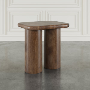 Mandara Global Modern Solid Wood Pillar Double Pedestal End Table