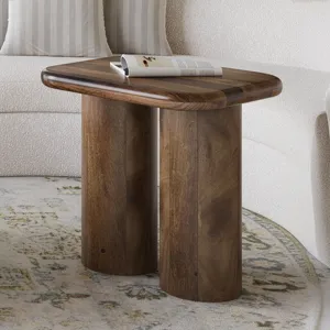 Mandara Global Modern Solid Wood Pillar Double Pedestal End Table