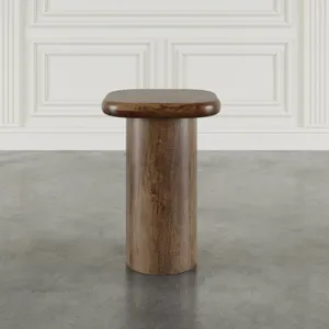 Mandara Global Modern Solid Wood Pillar Chairside Pedestal Square End Table