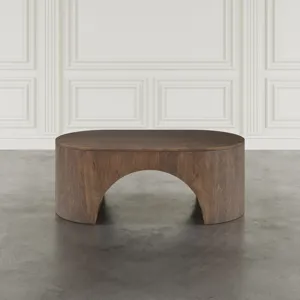 Luna 48\" Modern Architectural Pedestal Curved Coffee Table