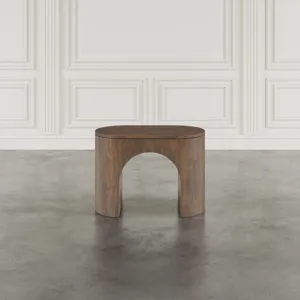 Luna Modern Architectural Pedestal Curved End Table