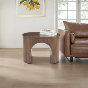 Luna Modern Architectural Pedestal Curved End Table