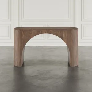 Luna Modern Architectural Pedestal Curved Console Sofa Table