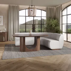 Milano Performance Fabric Modern Banquette Upholstered Sectional Bench Seating With Five Seats And Corner Wedge