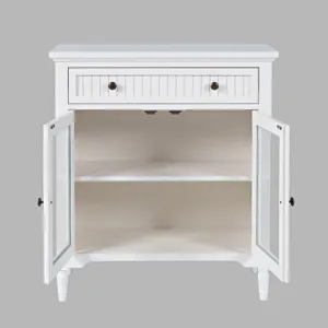 Westport 32" Glass Door Accent Cabinet a€“ Cottage Transitional Storage With Adjustable Shelves