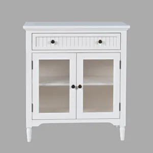 Westport 32" Glass Door Accent Cabinet a€“ Cottage Transitional Storage With Adjustable Shelves