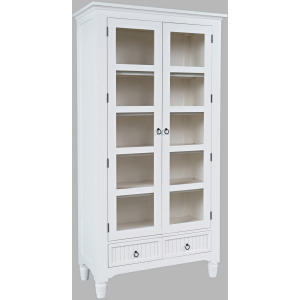 Westport Modern Farmhouse Tall Accent Storage Cabinet With Glass Doors And Adjustable Shelves