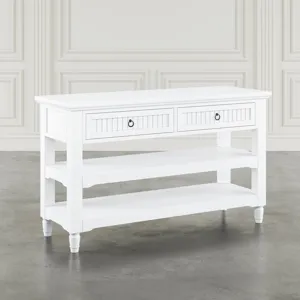 Westport Modern Farmhouse 50\" Sofa Console Table With Storage Drawers And Shelves