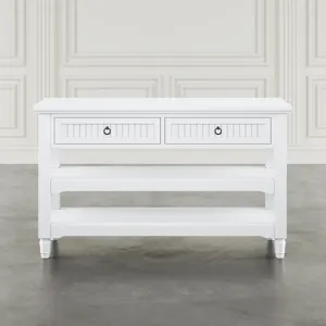Westport Modern Farmhouse 50\" Sofa Console Table With Storage Drawers And Shelves