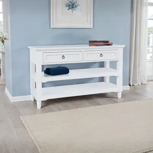 Westport Modern Farmhouse 50\" Sofa Console Table With Storage Drawers And Shelves