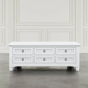 Westport Modern Farmhouse 50\" Lift-Top Coffee Table With Storage And Caster Wheels