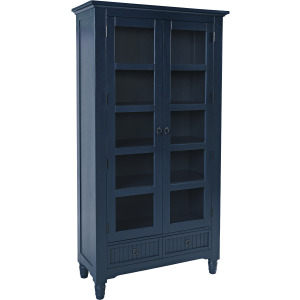 Westport Tall Glass Door Accent Cabinet With Adjustable Shelves - Navy