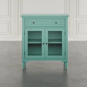 Westport 32" Glass Door Accent Cabinet a€“ Cottage Transitional Storage With Adjustable Shelves